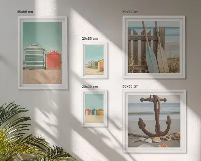 Set of 5 wall art pieces Stylish seaside beach houses