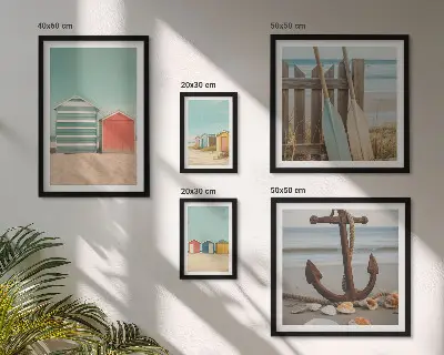 Set of 5 wall art pieces Stylish seaside beach houses