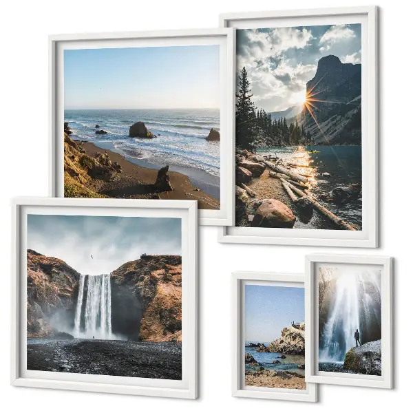 Framed photo set Landscapes waterfalls beaches