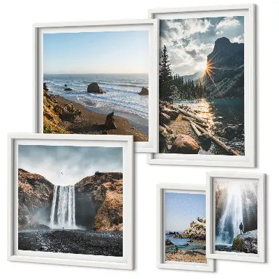 Framed photo set Landscapes waterfalls beaches