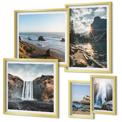 Framed photo set Landscapes waterfalls beaches