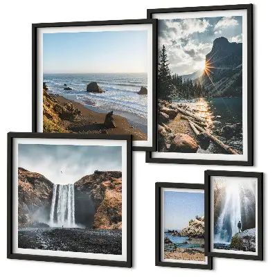 Framed photo set Landscapes waterfalls beaches