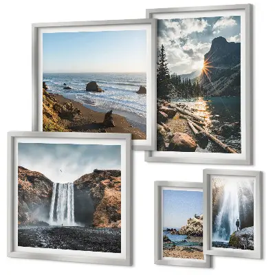 Framed photo set Landscapes waterfalls beaches