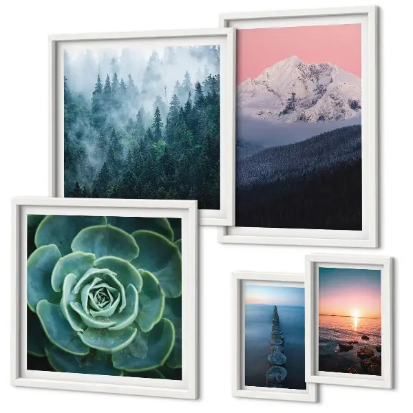 Set of 5 wall art pieces Landscapes mountains sea boho