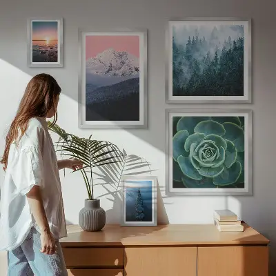 Set of 5 wall art pieces Landscapes mountains sea boho