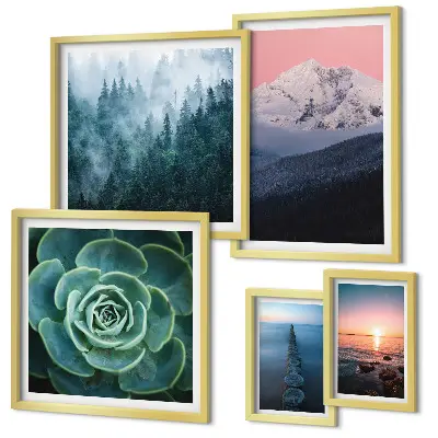 Set of 5 wall art pieces Landscapes mountains sea boho