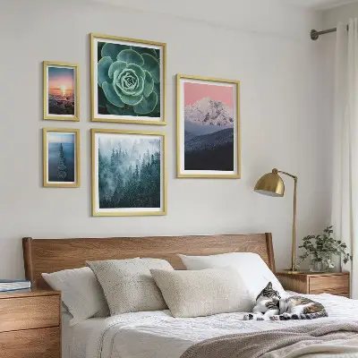 Set of 5 wall art pieces Landscapes mountains sea boho