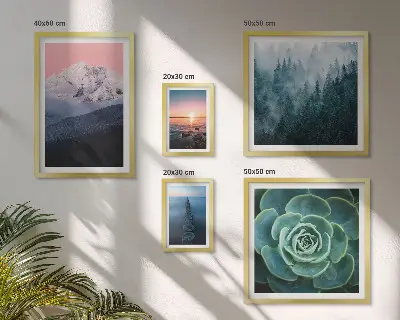 Set of 5 boho landscape wall art pieces featuring mountains and sea scenery