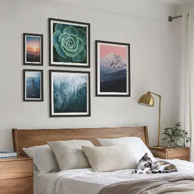 Set of 5 wall art pieces Landscapes mountains sea boho