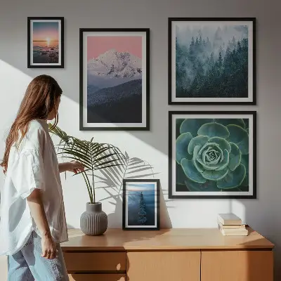 Set of 5 wall art pieces Landscapes mountains sea boho
