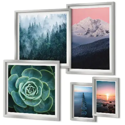 Set of 5 wall art pieces Landscapes mountains sea boho