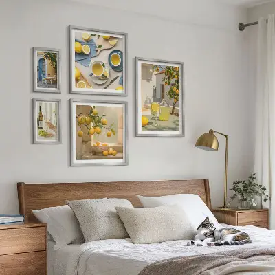 Framed photo set Rustic lemons for the kitchen