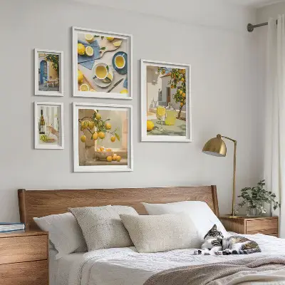 Framed photo set Rustic lemons for the kitchen