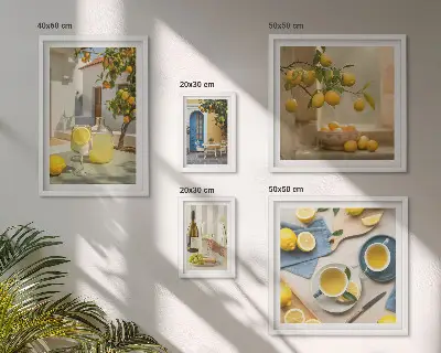 Framed photo set Rustic lemons for the kitchen
