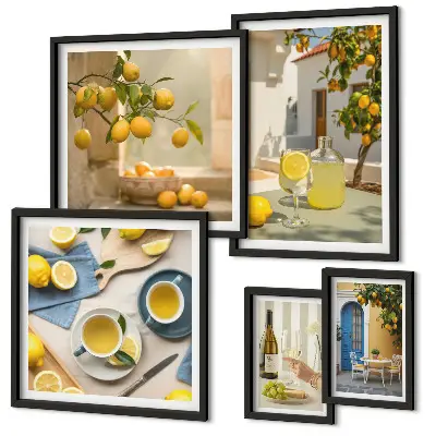 Framed photo set Rustic lemons for the kitchen