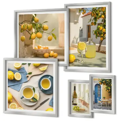 Framed photo set Rustic lemons for the kitchen