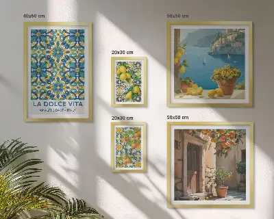 Gallery wall Italian Amalfi citrus flowers