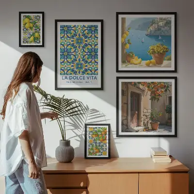Gallery wall Italian Amalfi citrus flowers