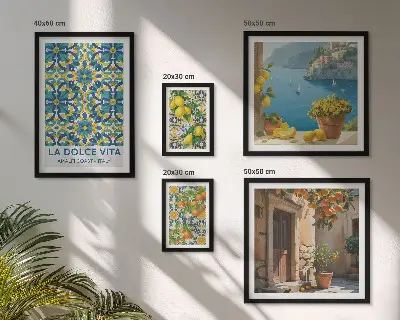 Gallery wall Italian Amalfi citrus flowers