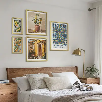 Framed photo set Italian citrus fruits Mediterranean style