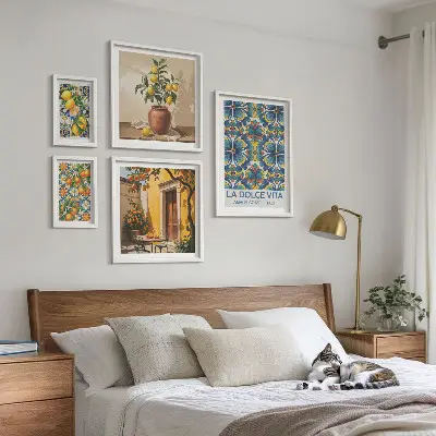 Framed photo set Italian citrus fruits Mediterranean style