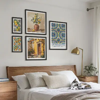 Framed photo set Italian citrus fruits Mediterranean style