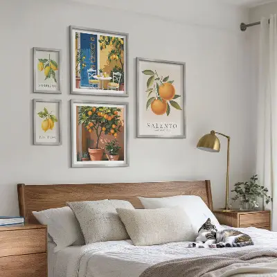 Set of 5 wall art pieces Fruity Italy rustic style