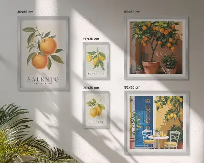 Set of 5 wall art pieces Fruity Italy rustic style