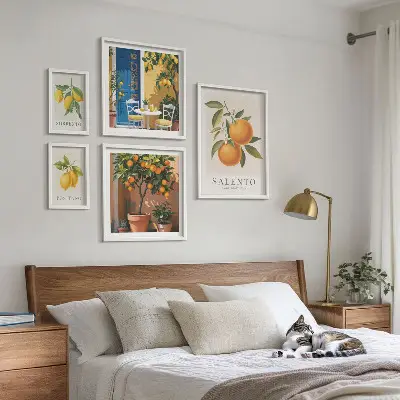 Set of 5 wall art pieces Fruity Italy rustic style