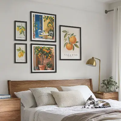 Set of 5 wall art pieces Fruity Italy rustic style