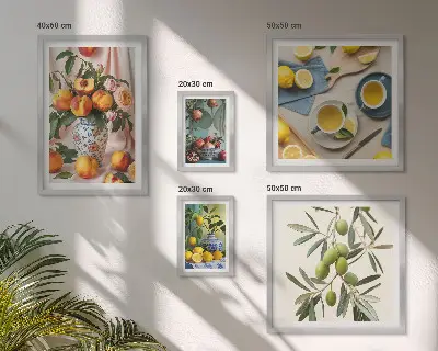 Framed photo set Fruits and flowers rustic decoration