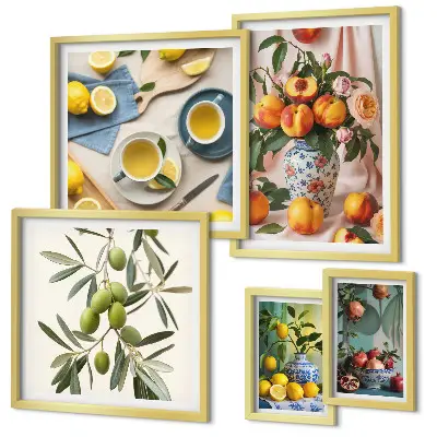 Framed photo set Fruits and flowers rustic decoration