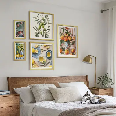 Framed photo set Fruits and flowers rustic decoration