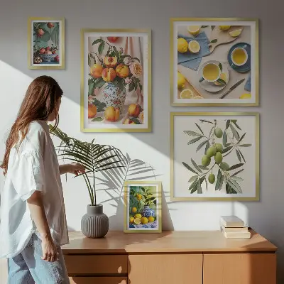 Framed photo set Fruits and flowers rustic decoration