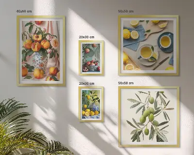Framed photo set Fruits and flowers rustic decoration