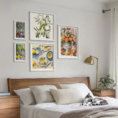 Framed photo set Fruits and flowers rustic decoration