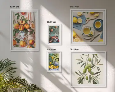 Framed photo set Fruits and flowers rustic decoration