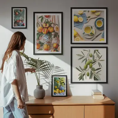 Framed photo set Fruits and flowers rustic decoration