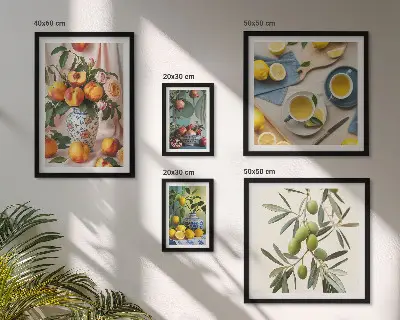 Framed photo set Fruits and flowers rustic decoration