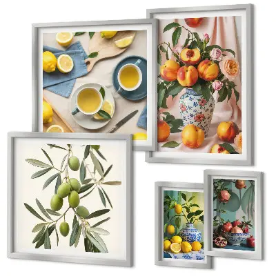 Framed photo set Fruits and flowers rustic decoration