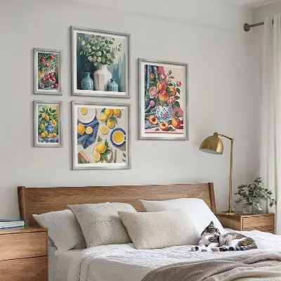 Set of 5 wall art pieces Floral fruit compositions