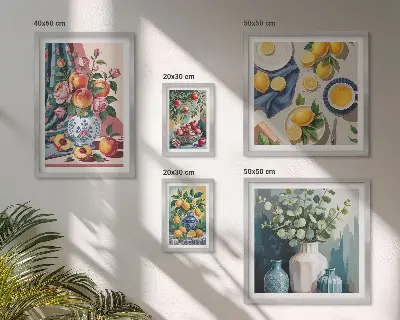 Set of 5 wall art pieces Floral fruit compositions