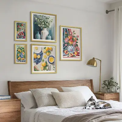 Set of 5 wall art pieces Floral fruit compositions