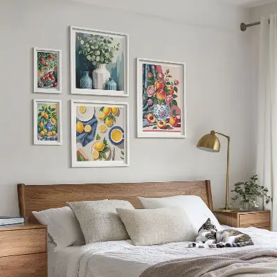 Set of 5 wall art pieces Floral fruit compositions