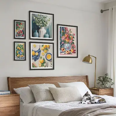 Set of 5 wall art pieces Floral fruit compositions