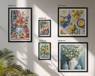 Set of 5 wall art pieces Floral fruit compositions