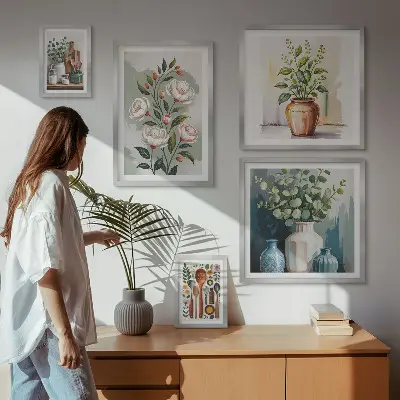 Gallery wall art stylish plant themed kitchen decorations