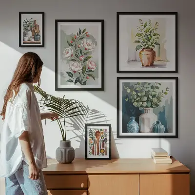 Gallery wall art stylish plant themed kitchen decorations
