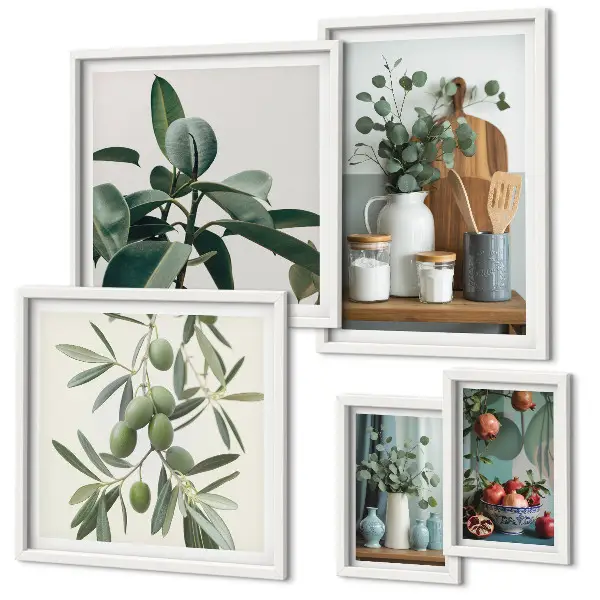 Set of 5 wall art pieces Natural Scandinavian plants
