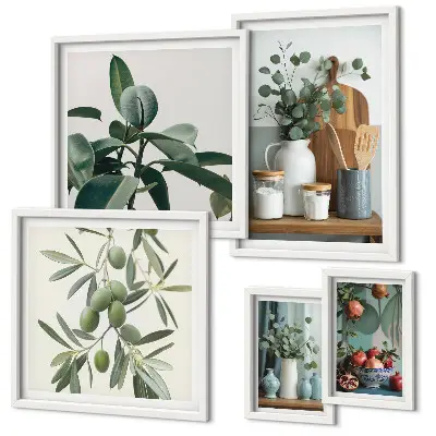 Set of 5 wall art pieces Natural Scandinavian plants